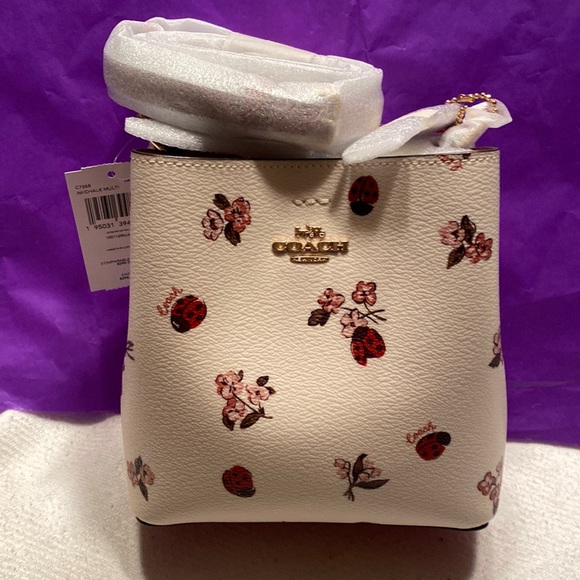 Coach Handbags - NWT Coach c7268 Mini Town Bucket Bag with Ladybug Floral Print in Chalk multi